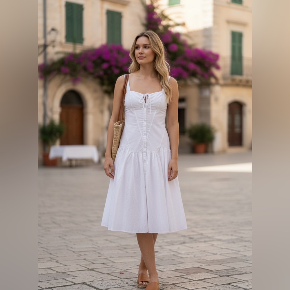 $384 Armani Exchange White Cotton Sundress Sz 2